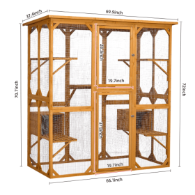 Outdoor Cat Enclosure With Roof 72 Inch High Cat Cabin Large Cat Cage