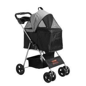 VEVOR Pet Stroller, A Four-wheeled Rotating Dog Stroller With A Brake, Has A Weight Capacity Of 35 Pounds. It Comes With A Detachable Tray, Storage Ba