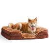 Memory Foam Pet Bed for Small Dogs & Cats with Washable Removable Cover Non-Slip Base Waterproof Liner Egg Crate Foam for Improved Sleep, brown,medium