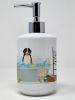 Bernese Mountain Dog in Bathtub Ceramic Soap Dispenser Hand Soap Dispenser Pump Bottles for Bathroom Kitchen, Empty Refillable Liquid Soap Container