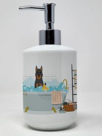 Beauce Shepherd Dog in Bathtub Ceramic Soap Dispenser Hand Soap Dispenser Pump Bottles for Bathroom Kitchen, Empty Refillable Liquid Soap Container