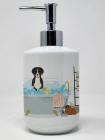 Greater Swiss Mountain Dog in Bathtub Ceramic Soap Dispenser Hand Soap Dispenser Pump Bottles for Bathroom Kitchen