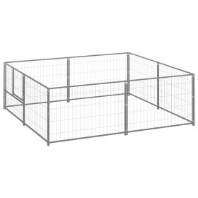 Dog Kennel Silver 43.1 ft¬≤ Steel