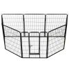 Dog Playpen 8 Panels Steel 31.5"x39.4" Black