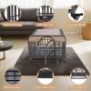 37in Heavy Duty Dog Crate, Furniture Style Dog Crate with Removable Trays and Wheels for High Anxiety Dogs