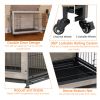 Dog Crate Furniture , 38'' Heavy Duty Wooden Dog Kennel with Double Doors & Flip-Top for Large Dogs, Furniture Style Dog Crate End Table with Wheels