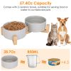 Double 28.7Oz Ceramic Pet Bowls Dog Cat Bowls with Wooden Stand Raised Pet Feeder for Small Dogs Cats