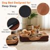 Memory Foam Pet Bed for Small Dogs & Cats with Washable Removable Cover Non-Slip Base Waterproof Liner Egg Crate Foam for Improved Sleep, brown,medium