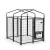 Heavy Duty Dog House, Dog Pen with Roof, Reversible Feeding Door, Stainless Steel Feeding Bowls, Dog Fence Cage for Small to Large Dogs