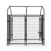 Heavy Duty Dog House, Dog Pen with Roof, Reversible Feeding Door, Stainless Steel Feeding Bowls, Dog Fence Cage for Small to Large Dogs