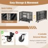 Foldable Heavy-Duty Metal Dog Cage Chew-proof Dog Crate with Lockable Universal Wheels