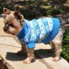 Dog Cable Knit 100% Cotton Sweater Snowflakes and Hearts Blue