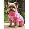 Dog Cable Knit 100% Cotton Sweater Snowflakes and Hearts Pink