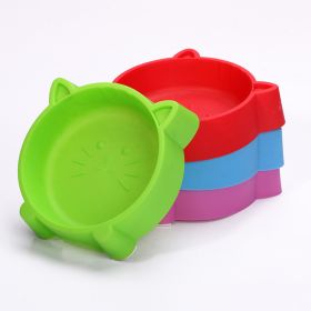 Non-slip healthy cat face bowl cartoon small pet bowl cat bowl dog bowl (Colour: Green)