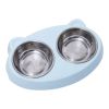 Pet Double Bowls, Stainless Steel Pet Food Bowl Water Bowl With No Spill Plastic Stand, Pet Feeding And Drinking Bowl For Indoor Cats And Dogs