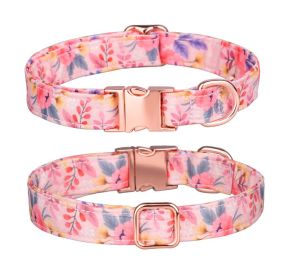 Sunflower pet collar cotton breathable dog collar pet supplies wholesale (Colour: Broken orange, size: M width 2.0 adjustment 31-50CM)