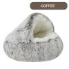 Luxurious Plush Round Cat Bed Cat Bed Round Soft Plush Burrowing Cave Hooded Cat Bed Donut For Dogs Cats - Semi-Enclosed For Cozy Warmth