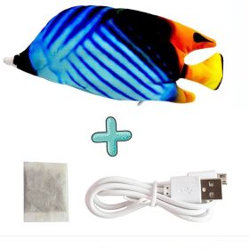 Cat USB Charger Toy Fish Interactive Electric floppy Fish Cat toy Realistic Pet Cats Chew Bite Toys Pet Supplies Cats dog toy (Color: JUMP Cable And Mint)