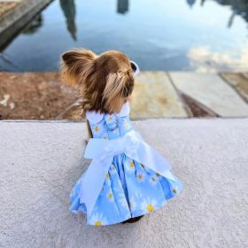 Blue Daisy Dog Dress with Matching Leash (size: X-Large)