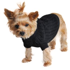 Dog Cable Knit 100% Cotton Sweater Jet Black (size: 3X-Large)