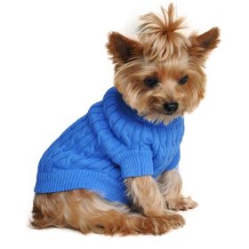 Dog Cable Knit 100% Cotton Sweater Riverside Blue (size: 3X-Large)