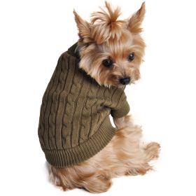 Dog Cable Knit 100% Cotton Sweater Herb Green (size: medium)