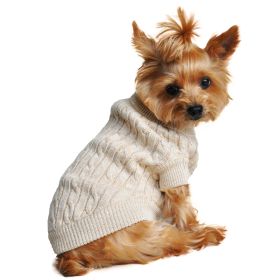 Dog Cable Knit 100% Cotton Sweater Oatmeal (size: small)