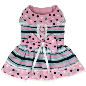 Dots & Stripes Harness Dress (Color: Pink & TealSpring 2024, size: medium)